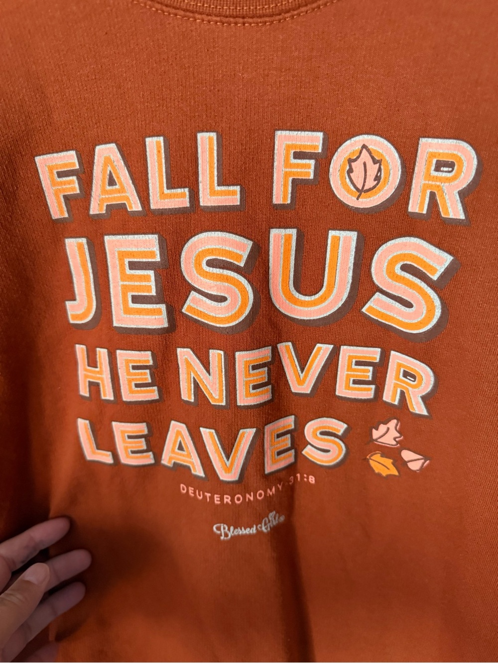 Blessed Girl - Fall For Jesus Rust/Brown Graphic Sweatshirt womens size Small